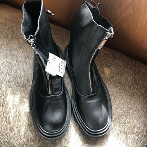 Zara Front Zip Boots ZARA Zip Up Front Chunky Sole Combat Style